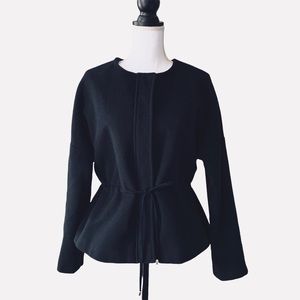 EVETTE & K BLACK WOOL ZIP UP JACKET